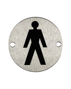 Male Toilet Sign - Satin Stainless Steel