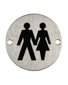 Unisex Toilet Sign - Satin Stainless Steel