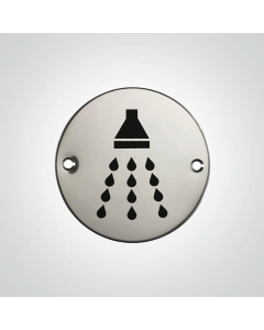 Round Shower Door Sign - Polished Stainless Steel