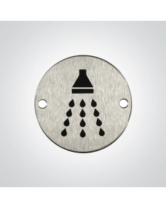 Round Shower Door Sign - Satin Stainless Steel