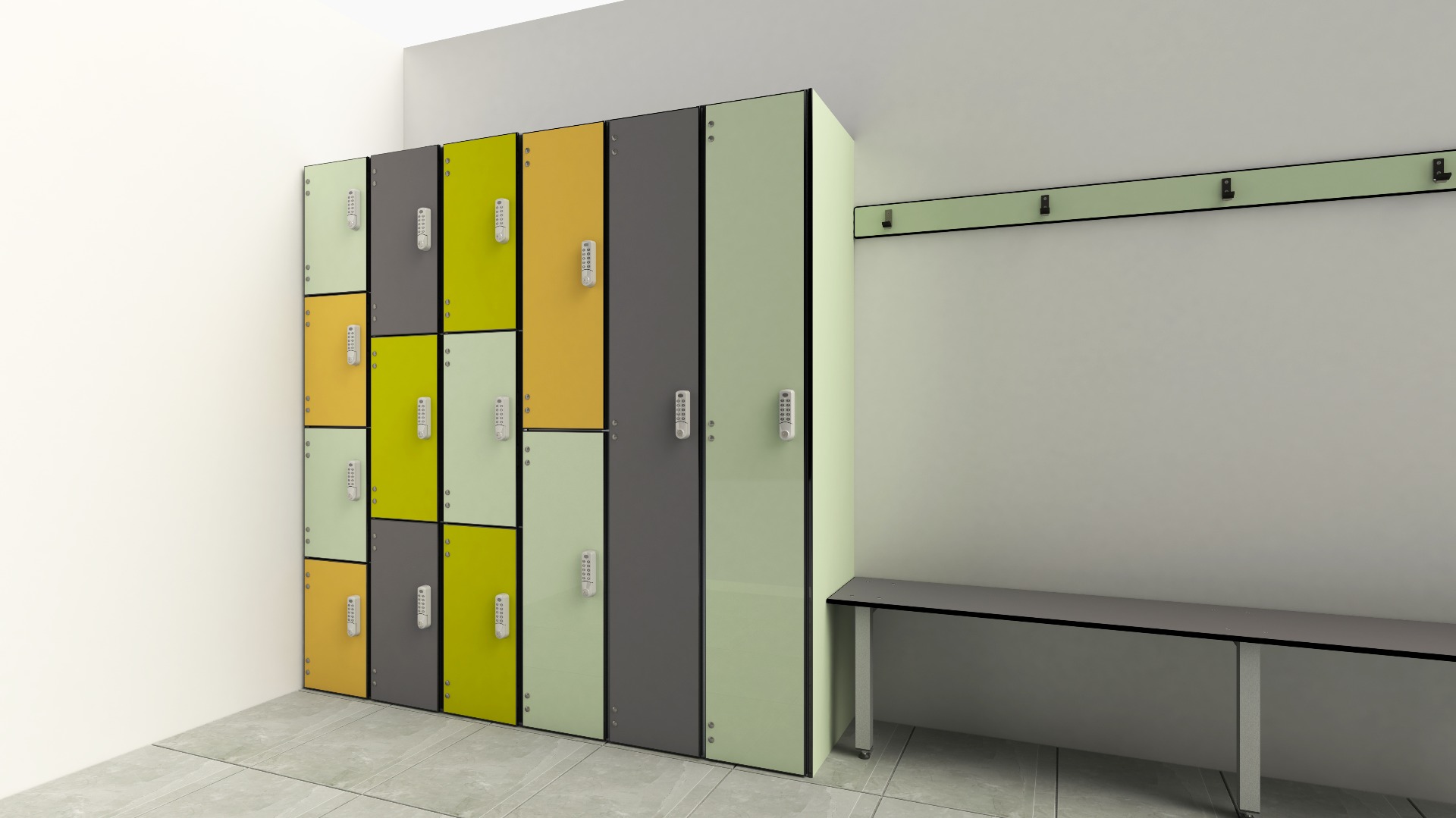 Changing Room Lockers with Solid Grade Laminate Doors