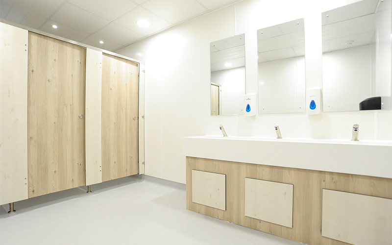 Hampton School Boys Toilet Refurbishment - Light Wood Washroom