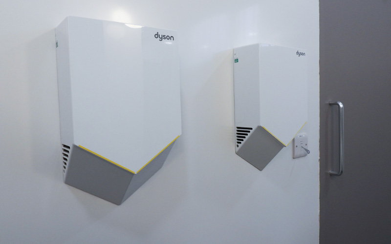 Men's Office Toilets Refurbishment at Poole Lighting - Dyson Hand Dryers