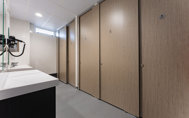 National Oceanography Centre Washroom Floor-to-Ceiling Toilet Cubicles