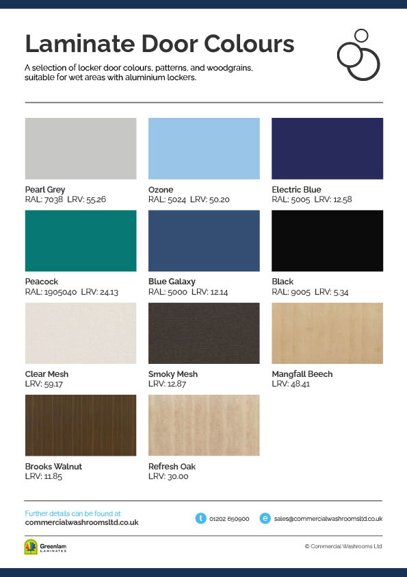 SGL Locker Door Colour Options