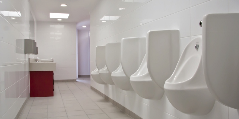 Waterless Urinals in Public Toilet