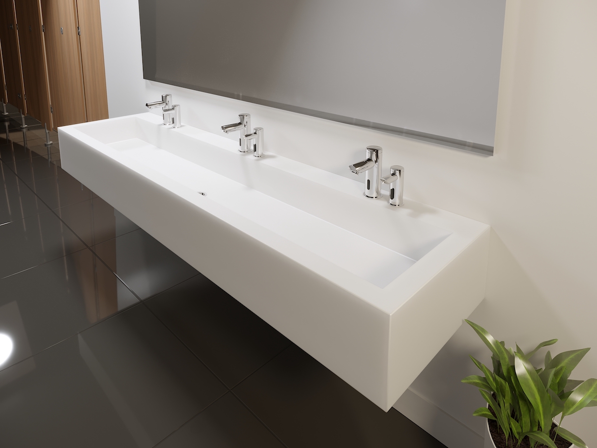 Solid surface wash trough